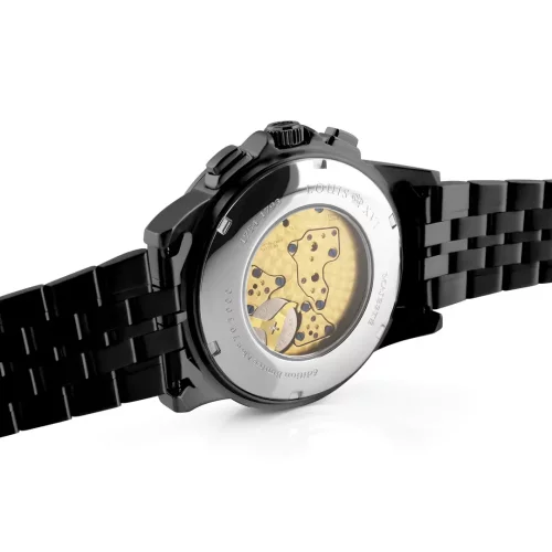 Černé pánské hodinky Louis XVI s ocelovým páskem Majesté Iced Out Rainbow 1039 - Black 43MM