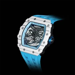 Men's white Tsar Bomba Watch with a rubber band TB8208CF - White Blue Automatic 43,5MM