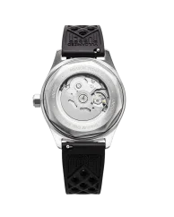 Męski srebrny zegarek Undone Watches z gumowym paskiem Basecamp Explorer Black / Orange 43MM Automatic