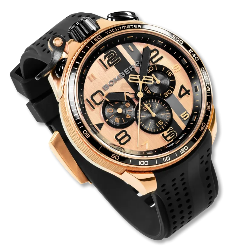 Goldene Herrenuhr Bomberg Watches mit Gummiband SPA 45MM