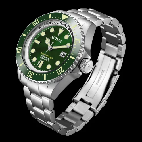 Męski srebrny zegarek Audaz Watches ze stalowym paskiem Abyss Diver ADZ-3010-03 - Automatic 44MM