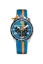 Stříbrné pánské hodinky Bomberg s gumovým páskem RACING 4.2 Blue / Orange 45MM