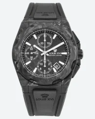 Montre Louis XVI pour hommes en noir avec bracelet en caoutchouc La Vauguyon 1200 - Black 41MM Automatic