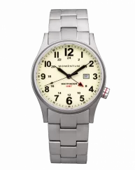 Męski srebrny zegarek Momentum Watches ze stalowym paskiem Wayfinder GMT White 40MM