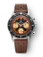 Men's silver Nivada Grenchen watch with leather strap Chronoking Paul Newman Orange Brown Racing Leather 87034Q23 38MM