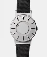Reloj Eone plateado de hombre con correa de piel Bradley Canvas Noir - Silver / Black 40MM