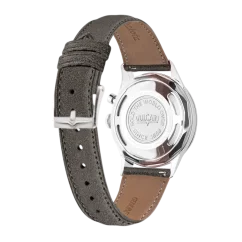 Silberne Herrenuhr Vulcain mit Lederband Cricket Classique Grey Steel Case Back - Eggshell 39MM Automatic