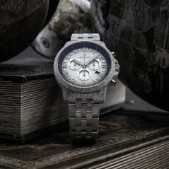 Montre Louis XVI pour homme en argent avec bracelet en acier Frosted Aramis - Silver 43MM