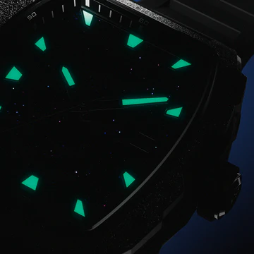 Černé pánské hodinky Paul Rich Watch s gumovým páskem Frosted Astro Galaxy - Black 42,5MM
