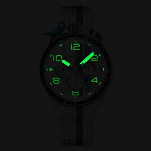 Zilveren herenhorloge van Bomberg Watches met een rubberen band Racing YAS MARINA White / Grey 45MM
