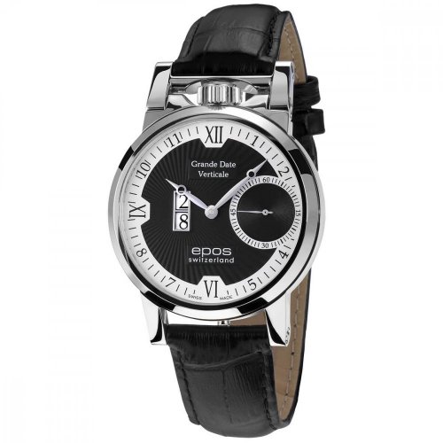Strieborné pánske hodinky Epos s koženým opaskom Sophistiquee 3383.618.20.65.25 41MM Automatic
