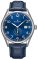 Silberne Herrenuhr Delbana Watches mit Lederband Fiorentino Silver / Blue 42MM