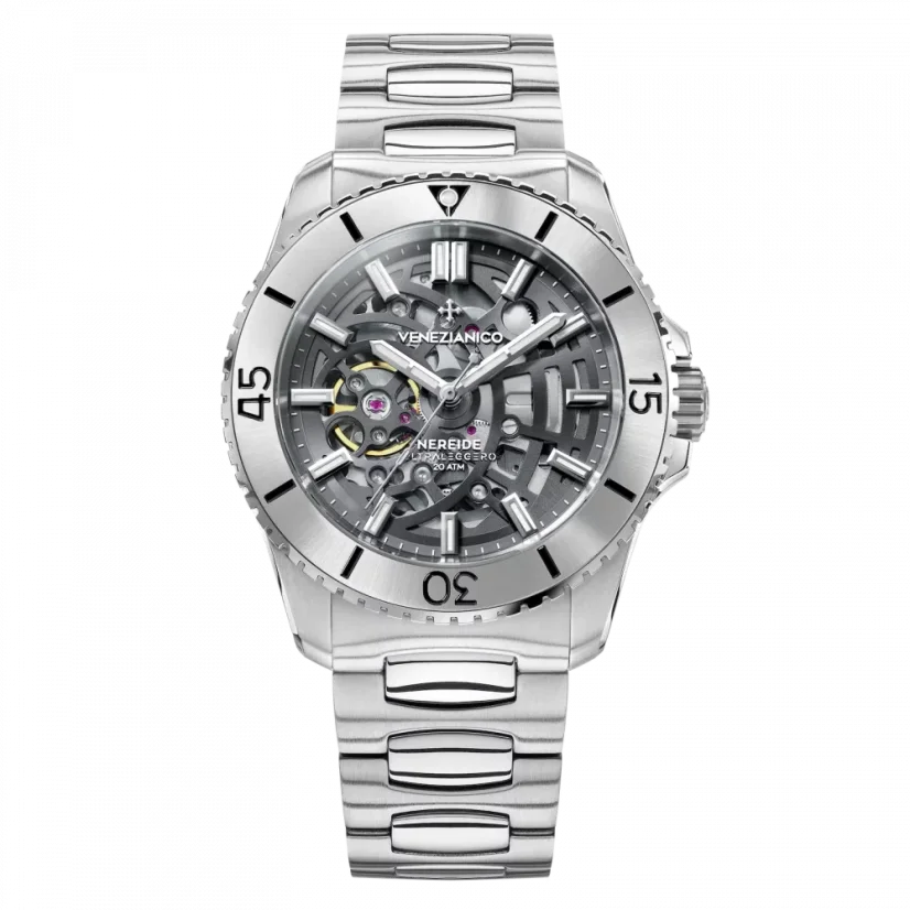 Men's Venezianico silver watch with steel strap Nereide Ultraleggero 3921503C 42MM Automatic