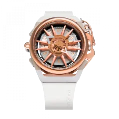 Zlaté pánske hodinky Mazzucato s gumovým pásikom Rim Sport Gold / White - 48MM Automatic