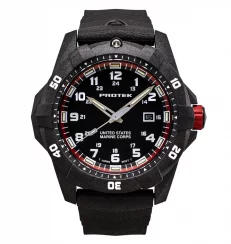 Montre ProTek Watches pour homme en noir avec bracelet en caoutchouc Official USMC Series 1012 42MM