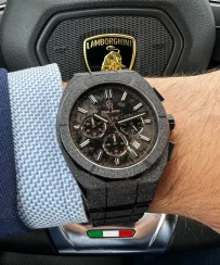 Černé pánské hodinky Paul Rich s ocelovým páskem Frosted Motorsport - Black / Copper 45MM Limited edition