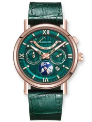 Relógio Waldhoff pulseira de ouro com couro para homem Multimatic II Emerald 41MM Automatic