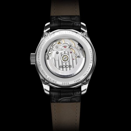 Epos zilveren herenhorloge met leren band Passion 3402.142.20.15.25 43MM Automatic