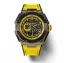 Černé pánské hodinky Nsquare s koženým páskem SnakeQueen Black / Yellow 46MM Automatic