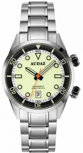 Men's silver Audaz Watches watch with steel strap Seafarer ADZ-3030-05 - Automatic 42MM