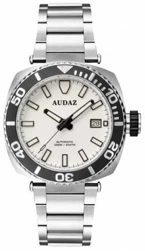 Miesten hopeinen Audaz Watches -kello teräshihnalla King Ray ADZ-3040-06 - Automatic 42MM