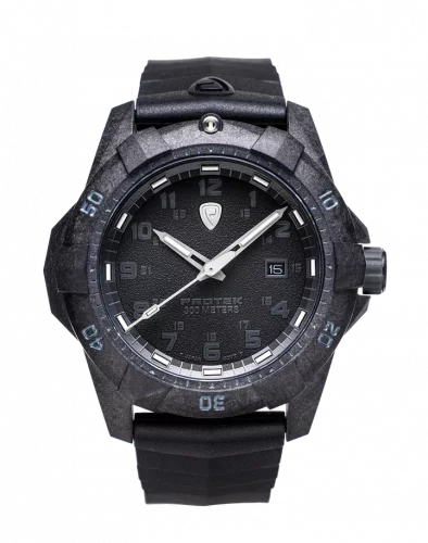 Čierne pánske hodinky ProTek Watches s gumovým pásikom Dive Series 1001 42MM