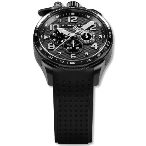 Schwarze Herrenuhr Bomberg Watches mit Gummiband Racing PORTIMAO 45MM