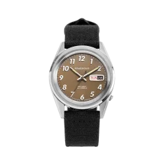 Relógio Praesidus prata para homem com pulseira têxtil Rec Spec - Khaki Black Canvas 38MM Automatic