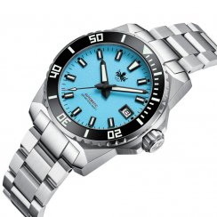 Stříbrné pánské hodinky Phoibos Watches s ocelovým páskem Leviathan 200M - PY050B Blue Automatic 40MM