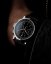 Men's silver Corniche watch with leather strap Chronograph Steel with Black dial 39MM