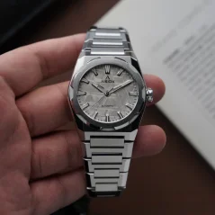 Strieborné pánske hodinky Aisiondesign Watches s ocelovým pásikom HANG Crafts - Meteorite Dial 40MM Automatic