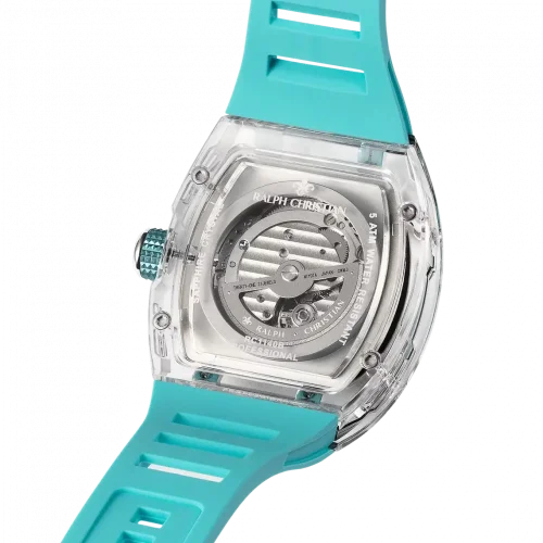 Reloj de plata Ralph Christian de hombre con goma The Ghost - Aqua Blue Automatic 43MM