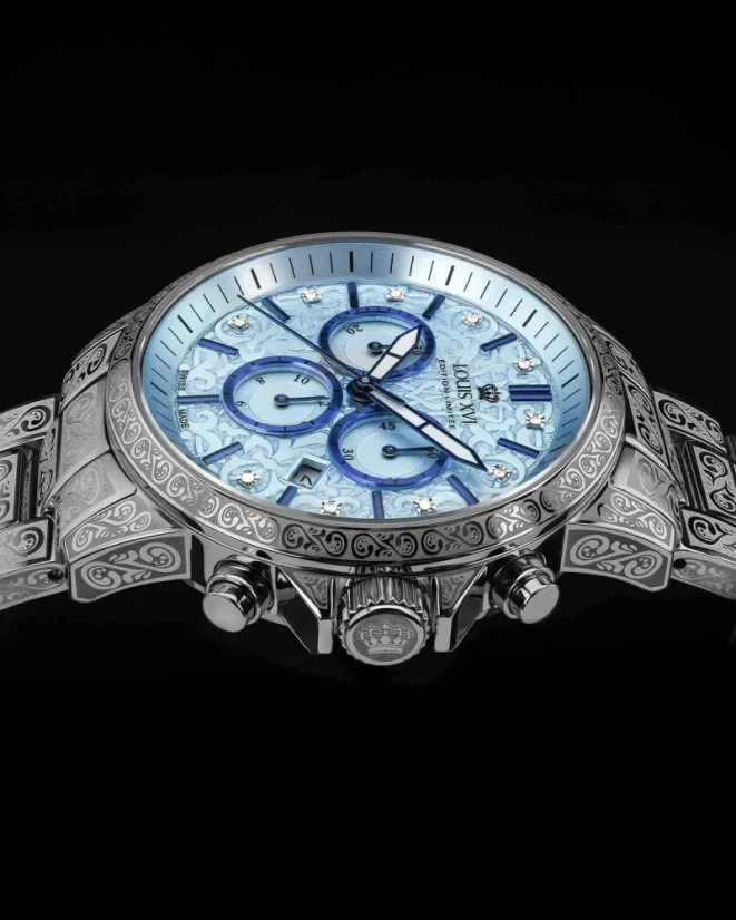 Stříbrné pánské hodinky Louis XVI s ocelovým páskem Palais Royale With Diamond 1831 - Silver 43MM