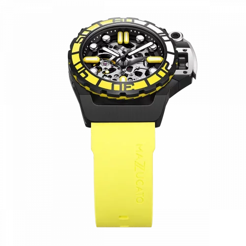 Mazzucato miesten musta kello kuminauhalla RIM Sub Black / Yellow - 42MM Automatic