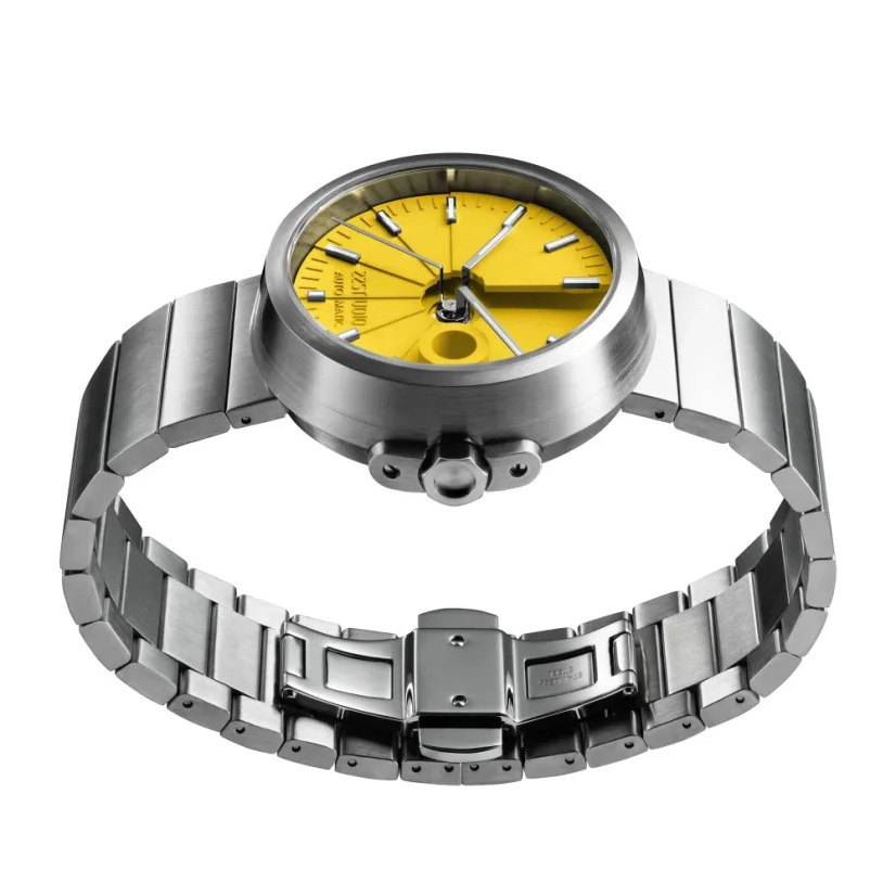 Reloj 22Designstudio Watches plata de caballero con correa de acero Concrete Sport Yellow 45MM Automati