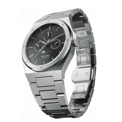 Strieborné pánske hodinky Valuchi Watches s oceľovým pásikom Lunar Calendar - Silver Black Automatic 40MM