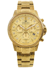 Men's gold Louis XVI watch with steel strap Palais Royale With Diamond 1800 - Gold 43MM