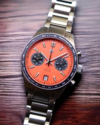 Męski srebrny zegarek Straton Watches ze stalowym paskiem Classic Driver Orange 40MM