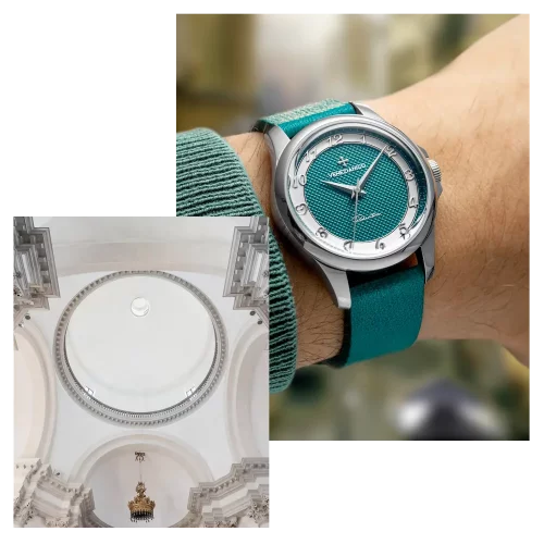 Stříbrné pánské hodinky Venezianico s koženým páskem Redentore Salicornia 1121513 36MM