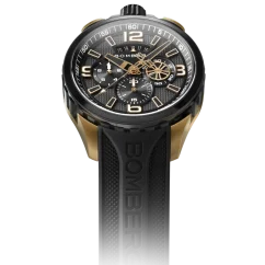 Crni muški sat Bomberg Watches s gumicom GOLDEN 45MM