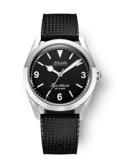 Men's silver Nivada Grenchen watch with rubber strap Super Antarctic 3.6.9 Black No Vintage Effect 32039A01 38MM Automatic