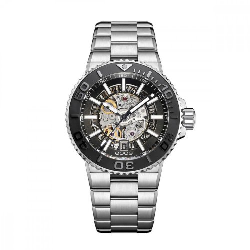 Relógio masculino Epos prateado com pulseira de aço Sportive 3441.135.25.15.30 43MM Automatic