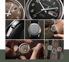 Stříbrné pánské hodinky Praesidus s koženým páskem Rec Spec - OG Sunray Brown Leather 38MM Automatic