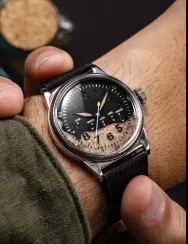 Men's silver Praesidus watch with rubber strap UTAH Beach A-11 - Black 38MM Automatic