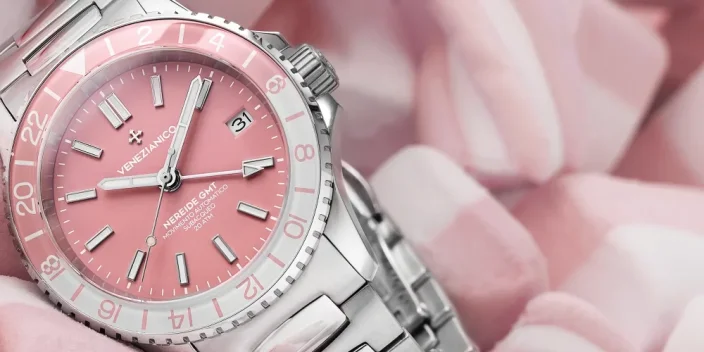 Srebrny męski zegarek Venezianico ze stalowym paskiem Nereide GMT 3521506C Rosa 39MM Automatic