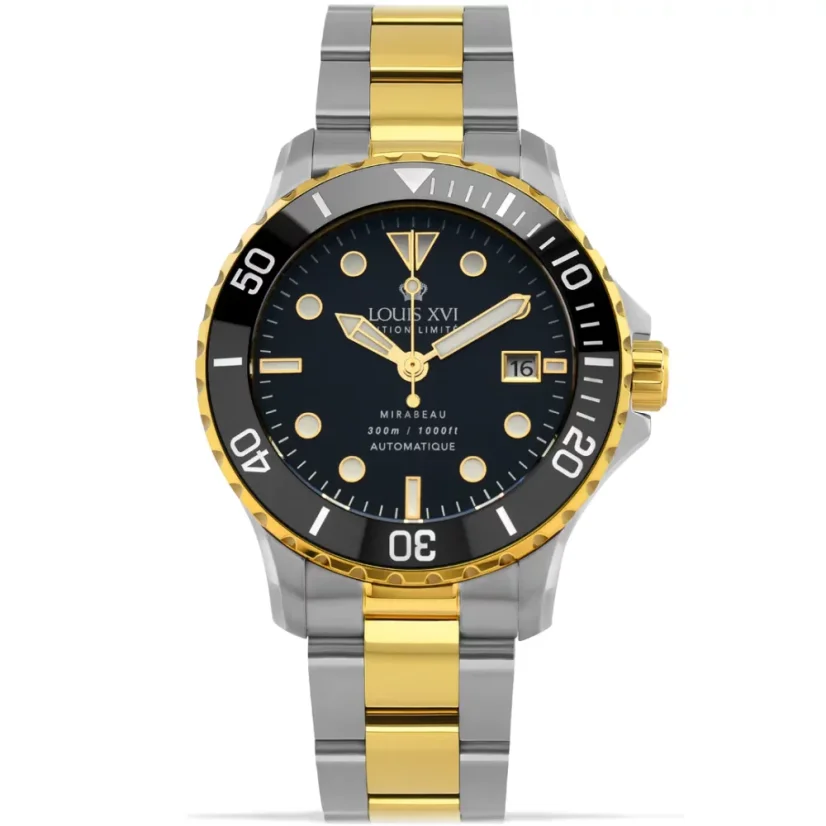 Louis XVI geel herenhorloge met stalen band Mirabau Automatique 1405 Gold 41MM Automatic