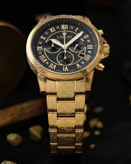 Men's gold Louis XVI watch with steel strap Palais Royale 1018 - Gold 43MM