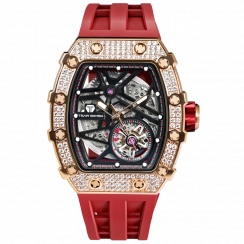 Montre homme Tsar Bomba Watch couleur argent avec élastique TB8209D - Silver / Red Automatic 43,5MM