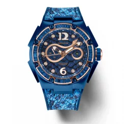 Niebieski zegarek męski Nsquare ze skórzanym paskiem SnakeQueen Blue 46MM Automatic