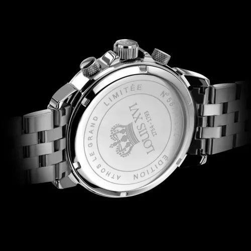 Stříbrné pánské hodinky Louis XVI s ocelovým páskem Athos le Grand - Silver 48MM